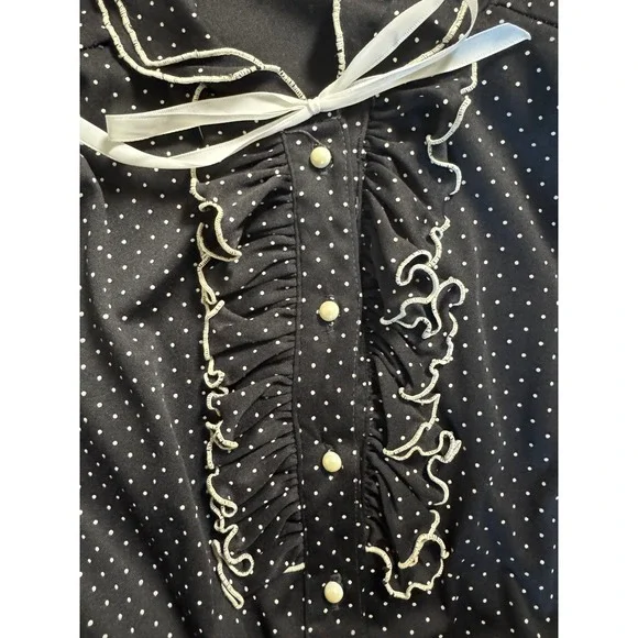 Vintage Jane Barr New York Polka Dot Ruffle Dress Size 16 Mid Century Style - Picture 2 of 7